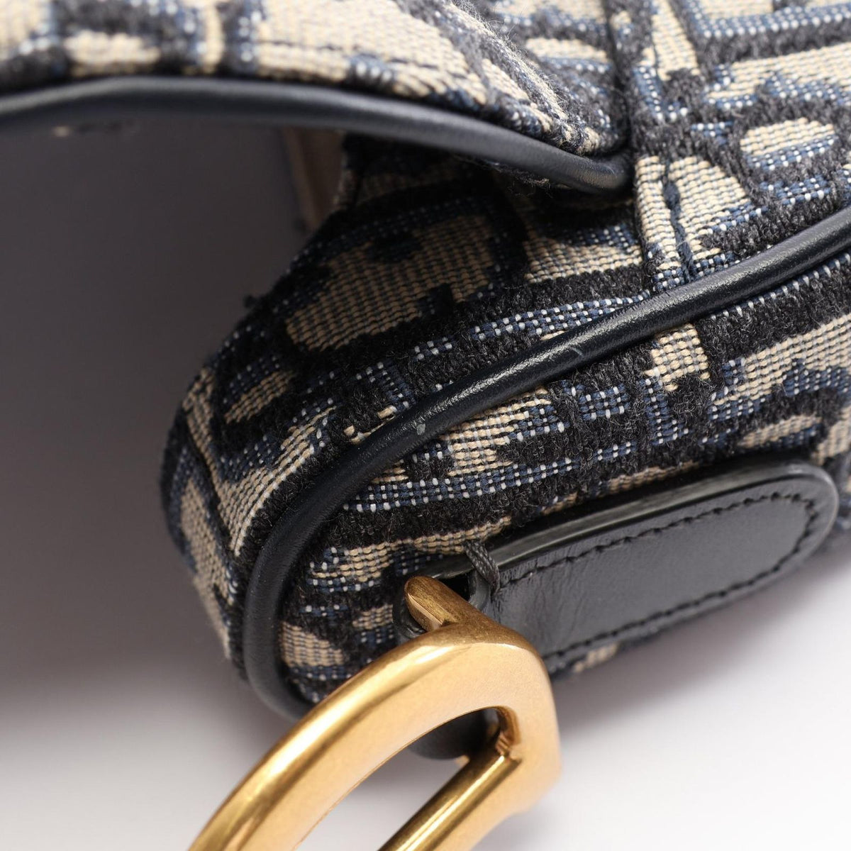 Dior Saddle Bag Oblique 2-Way Navy Ivory Black Canvas Leather — view 7