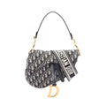 Dior Saddle Bag Oblique 2-Way Navy Ivory Black Canvas Leather