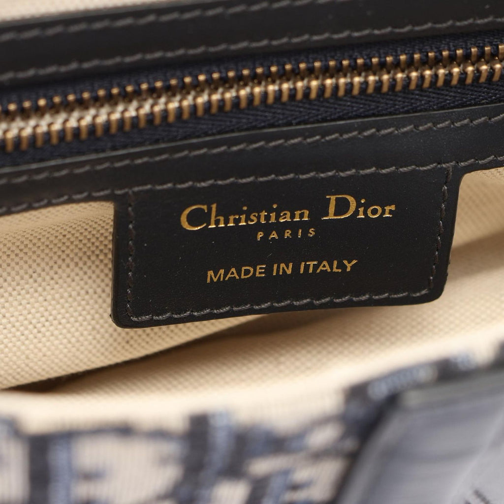Dior Saddle Bag Oblique 2-Way Navy Ivory Black Canvas Leather — view 4