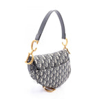 Dior Saddle Bag Oblique 2-Way Navy Ivory Canvas Leather — view 2