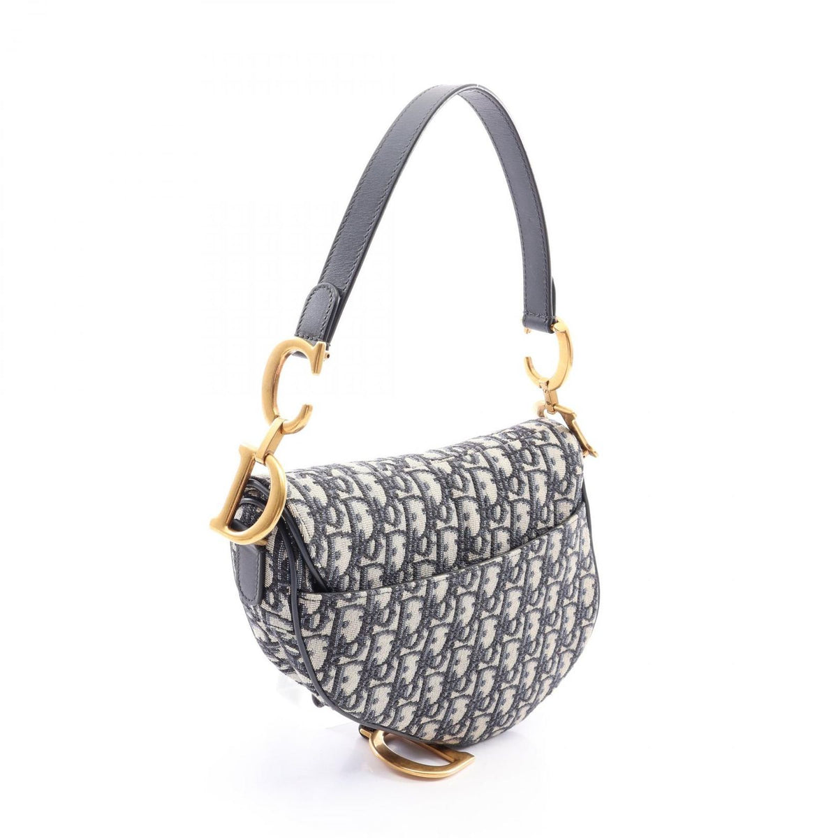 Dior Saddle Bag Oblique 2-Way Navy Ivory Canvas Leather — view 2
