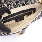 Dior Saddle Bag Oblique 2-Way Navy Ivory Canvas Leather — view 3