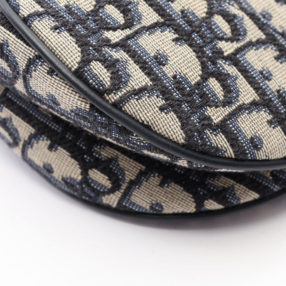 Dior Saddle Bag Oblique 2-Way Navy Ivory Canvas Leather — view 5