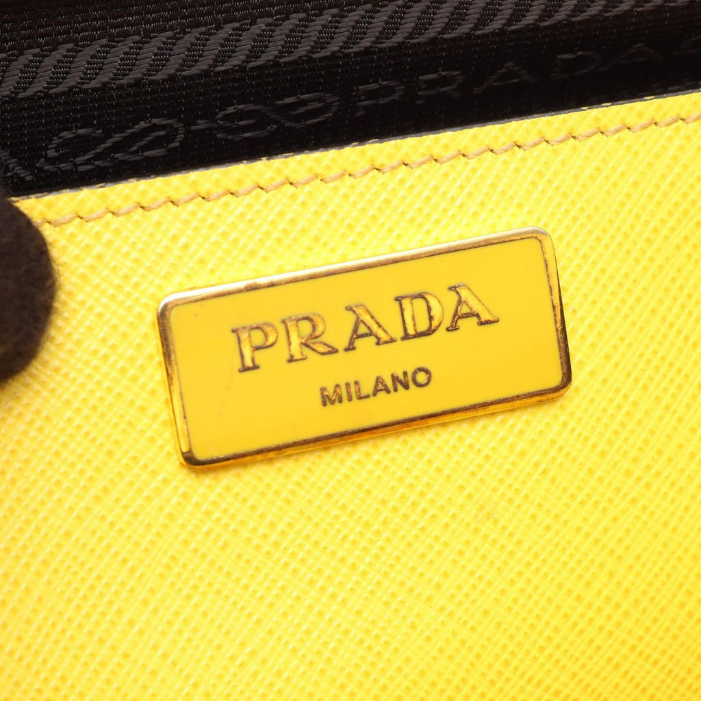 Prada Tote Saffiano Lux 2-Way Yellow Leather Galleria — view 4
