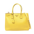 Prada Tote Saffiano Lux 2-Way Yellow Leather Galleria
