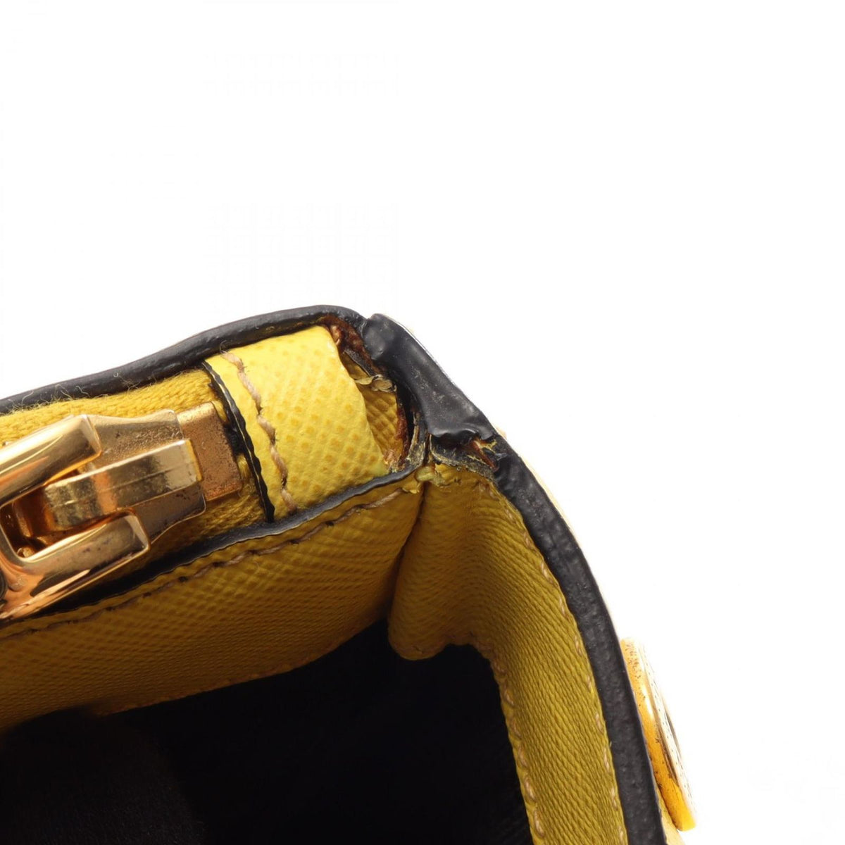 Prada Tote Saffiano Lux 2-Way Yellow Leather Galleria — view 7