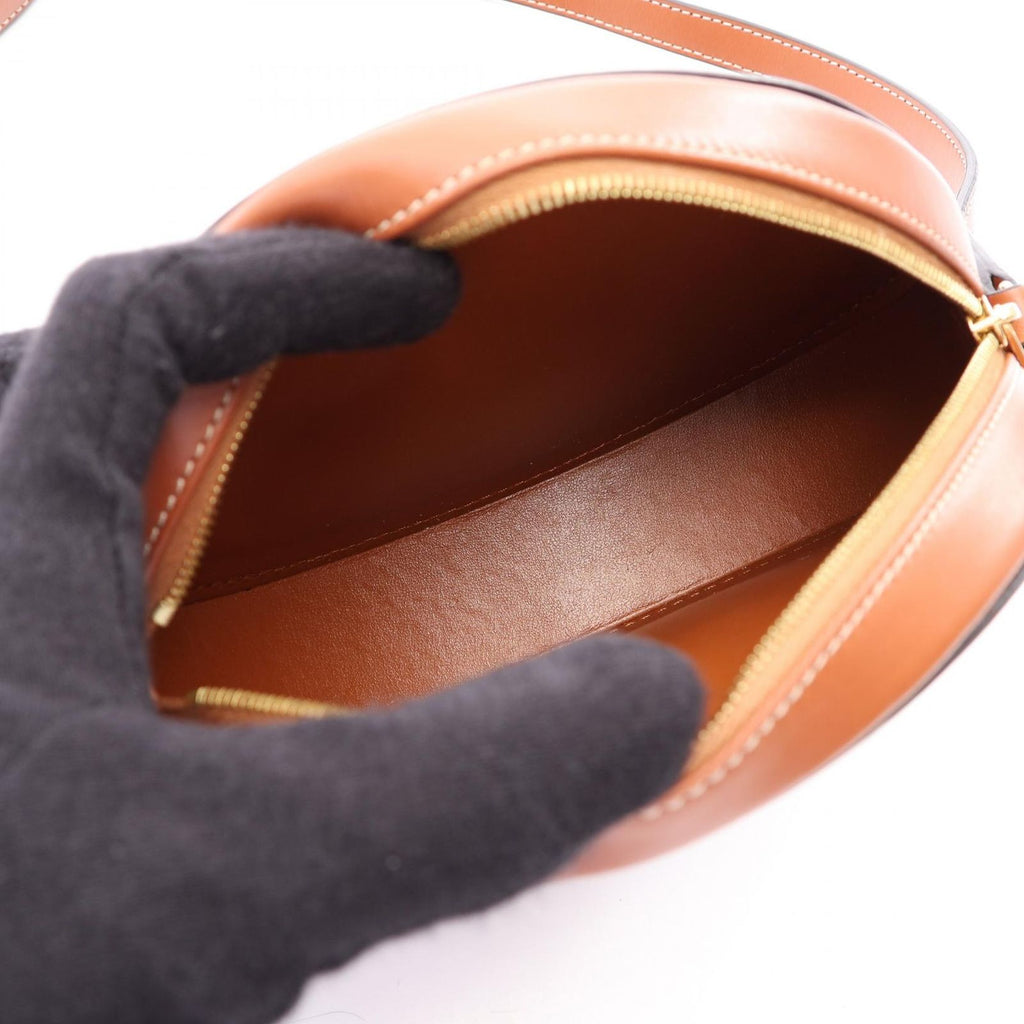 Celine Shoulder Bag Triomphe Oval Purse Cuir Brown Leather — view 3