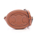 Celine Shoulder Bag Triomphe Oval Purse Cuir Brown Leather