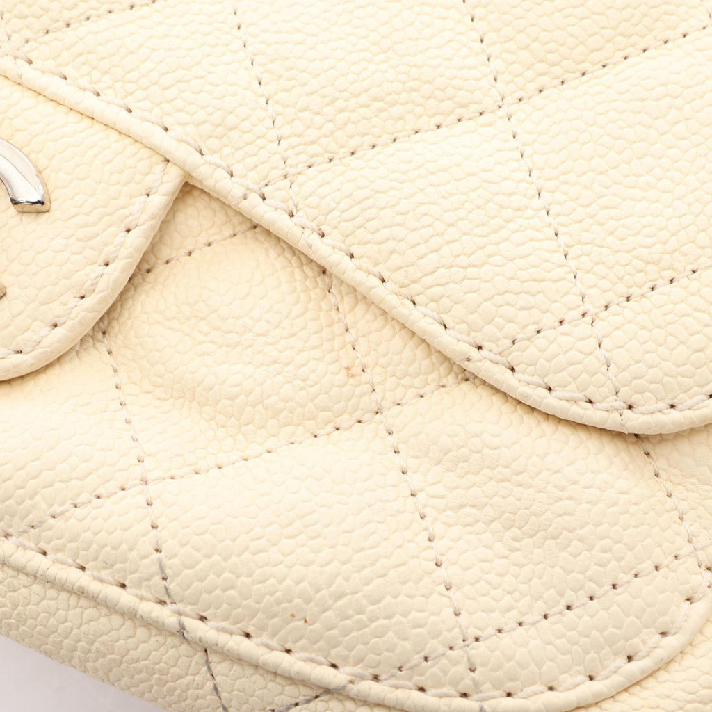 Chanel Shoulder Bag Quilted Cream Caviar Leather Chain — view 8