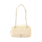 Chanel Shoulder Bag Quilted Cream Caviar Leather Chain