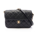 Chanel Shoulder Bag Quilted Flap Black Caviar Leather Chain