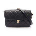 Chanel Shoulder Bag Quilted Flap Black Caviar Leather Chain