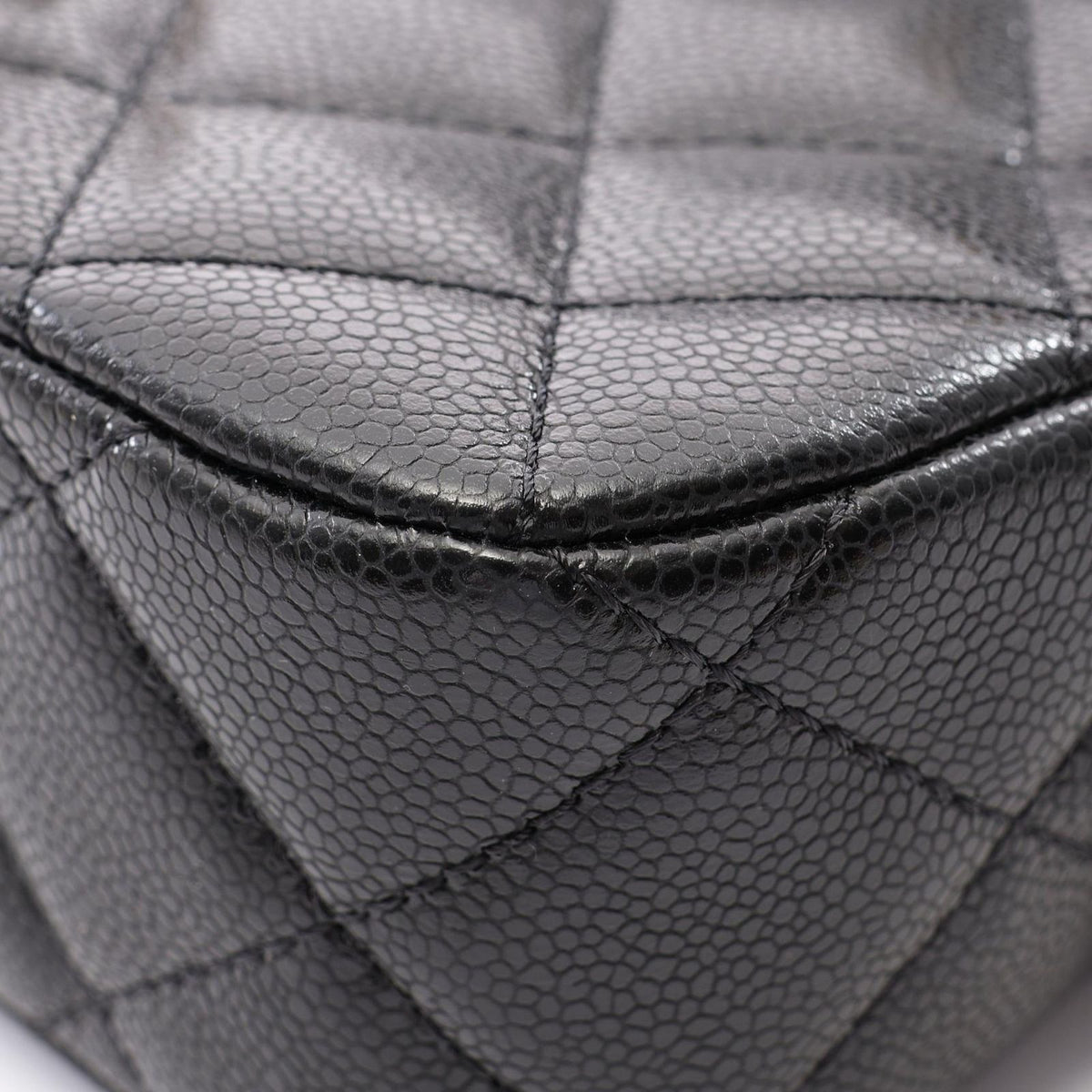 Chanel Shoulder Bag Quilted Flap Black Caviar Leather Chain — view 7