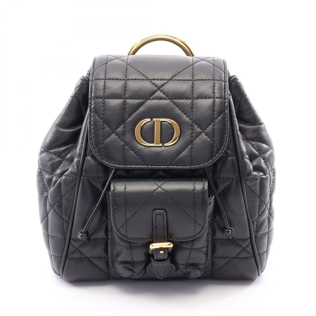 Dior Backpack Caro Small Macro Cannage Black Leather