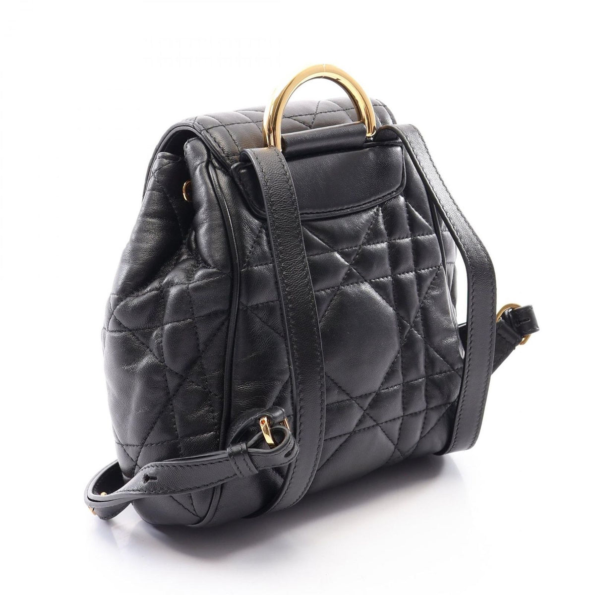 Dior Backpack Caro Small Macro Cannage Black Leather — view 2