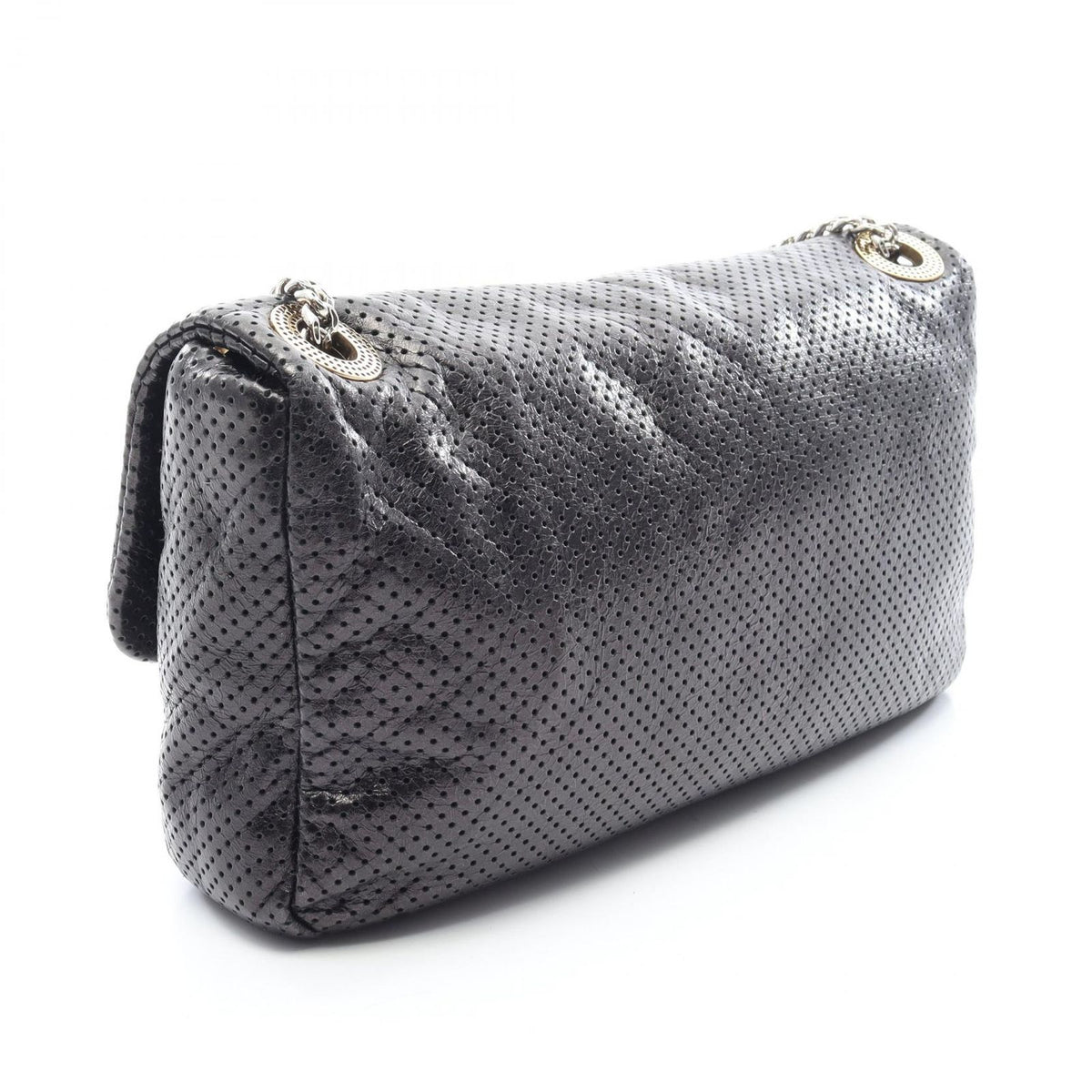 Chanel Shoulder Bag 2.55 Perforated Combination Black Leather Chain — view 2