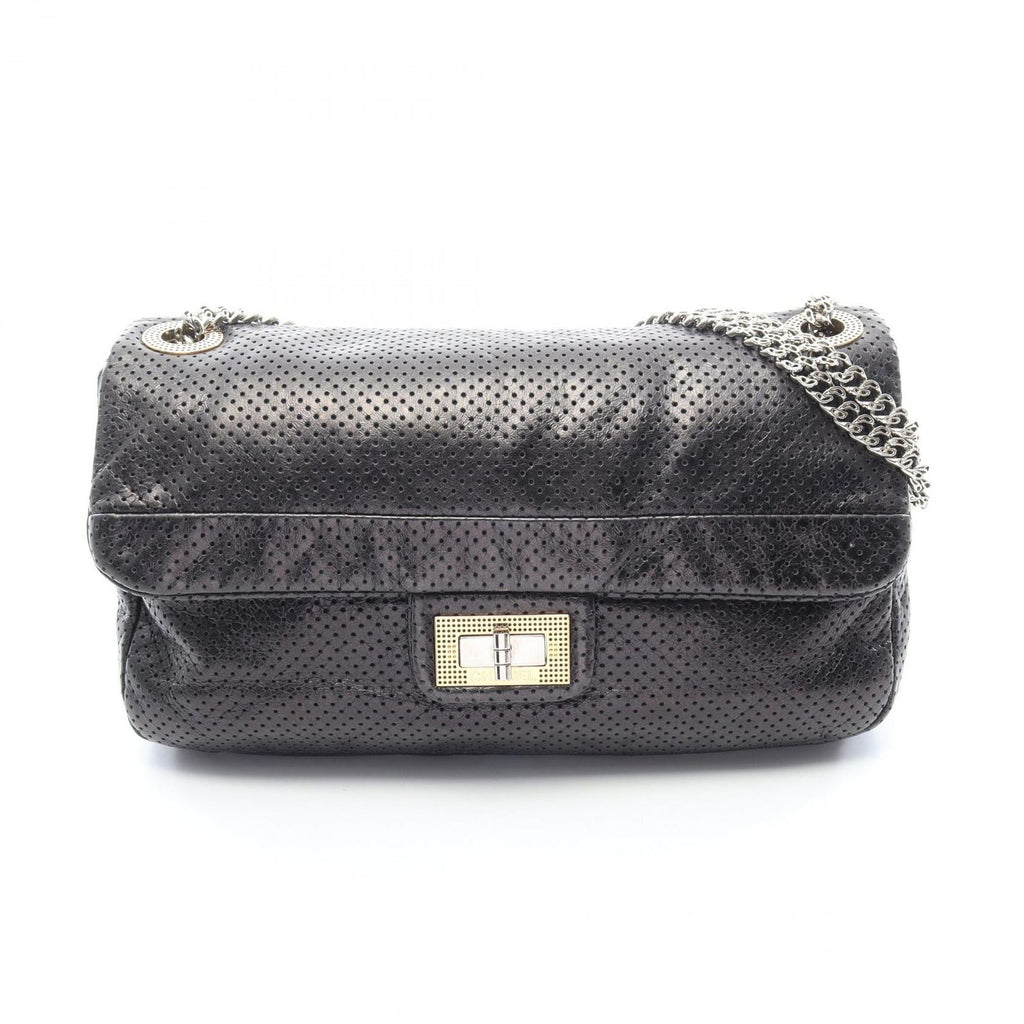 Chanel Shoulder Bag 2.55 Perforated Combination Black Leather Chain