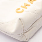 Chanel Shoulder Bag Chanel 22 Mini 2-Way White Leather Quilted — view 7
