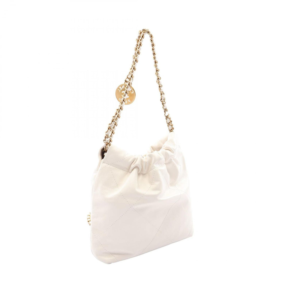 Chanel Shoulder Bag Chanel 22 Mini 2-Way White Leather Quilted — view 2