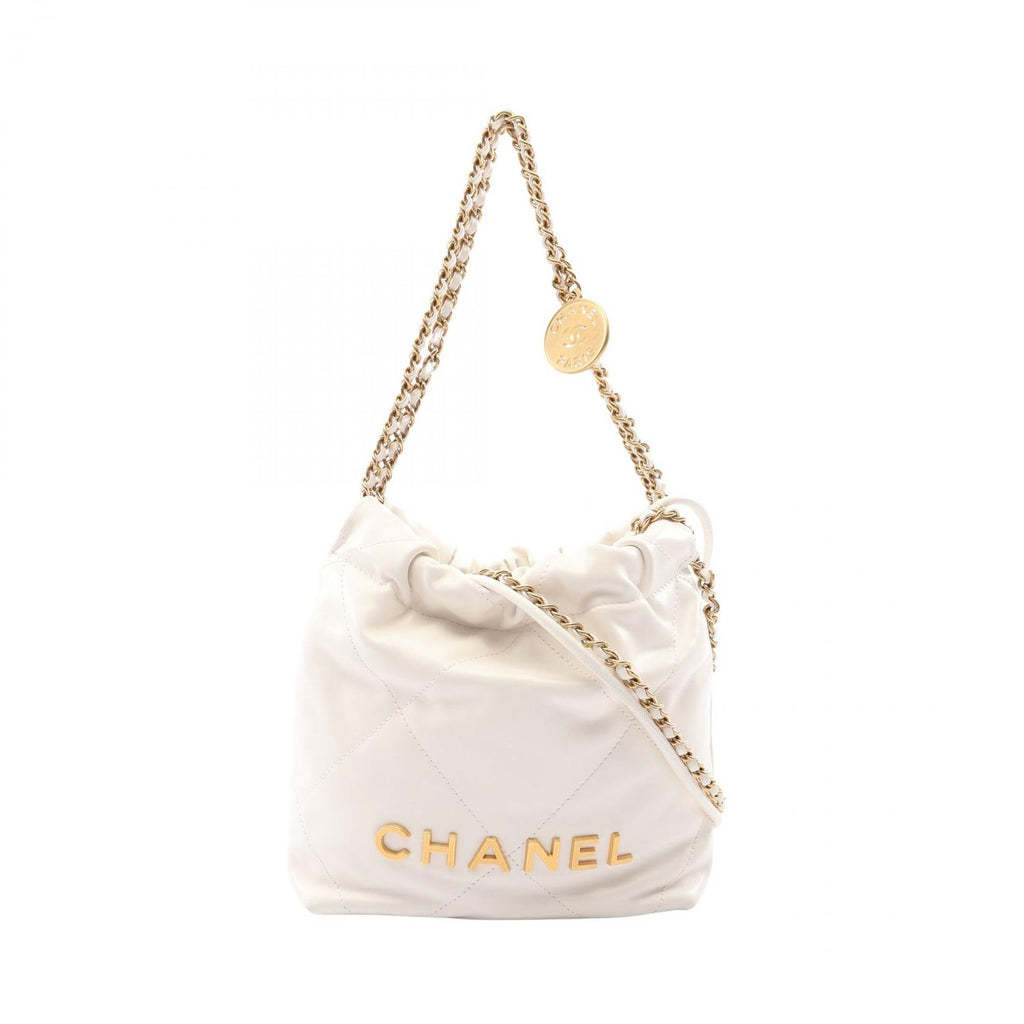 Chanel Shoulder Bag Chanel 22 Mini 2-Way White Leather Quilted