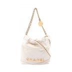 Chanel Shoulder Bag Chanel 22 Mini 2-Way White Leather Quilted