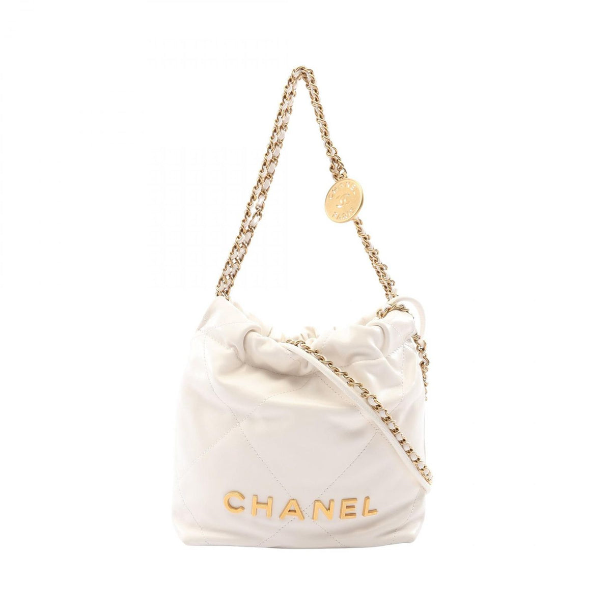 Chanel Shoulder Bag Chanel 22 Mini 2-Way White Leather Quilted
