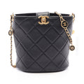 Chanel Shoulder Bag Quilted Black Lambskin Chain