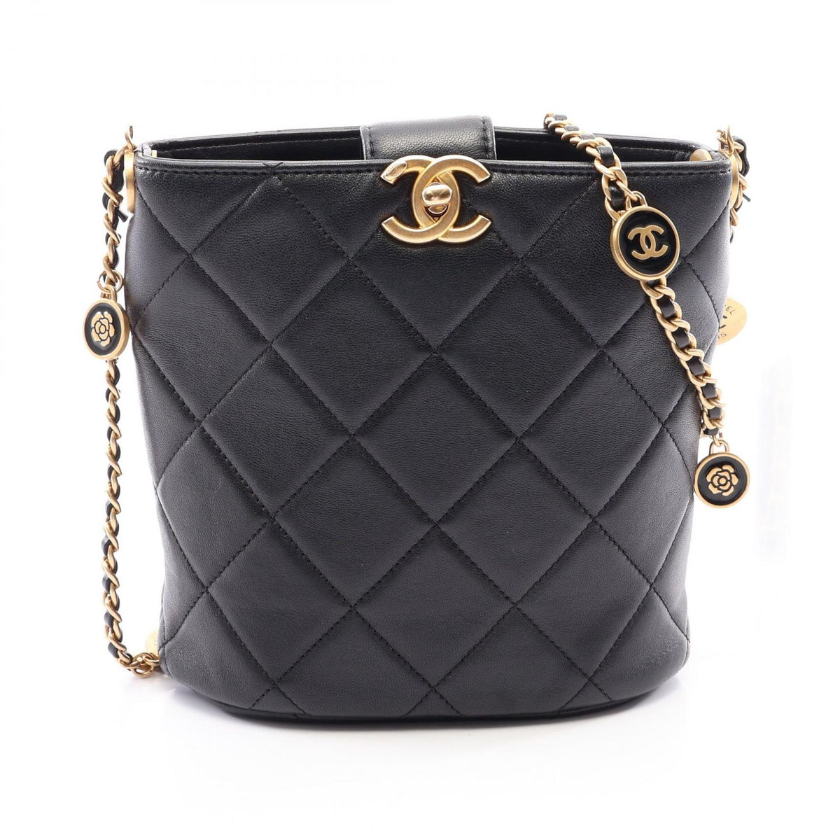 Chanel Shoulder Bag Quilted Black Lambskin Chain