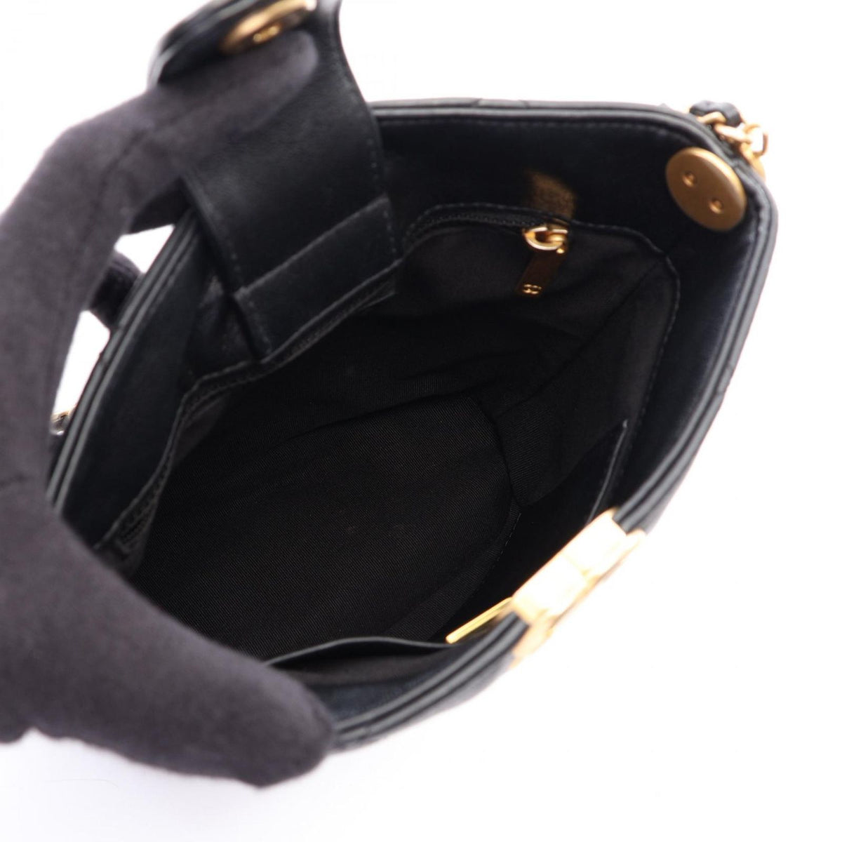 Chanel Shoulder Bag Quilted Black Lambskin Chain — view 3