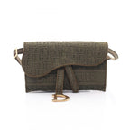 Dior Waist Bag Oblique Saddle Slim Pouch Khaki Leather