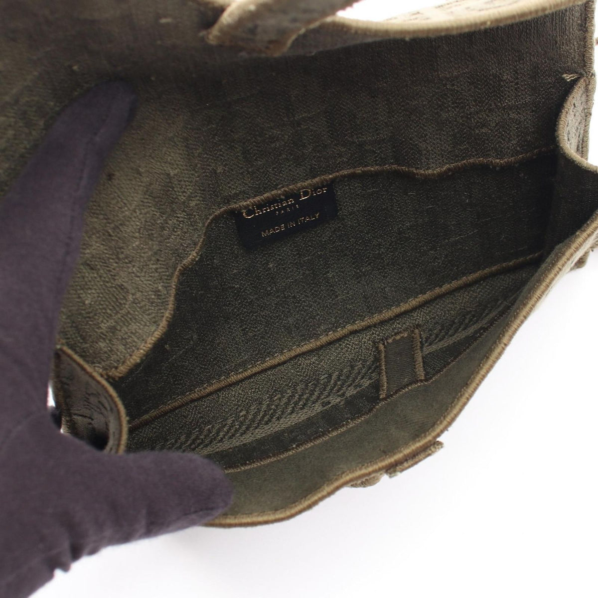 Dior Waist Bag Oblique Saddle Slim Pouch Khaki Leather — view 3