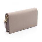 Prada Shoulder Bag Saffiano Triangle Logo Greige Leather Mini — view 2