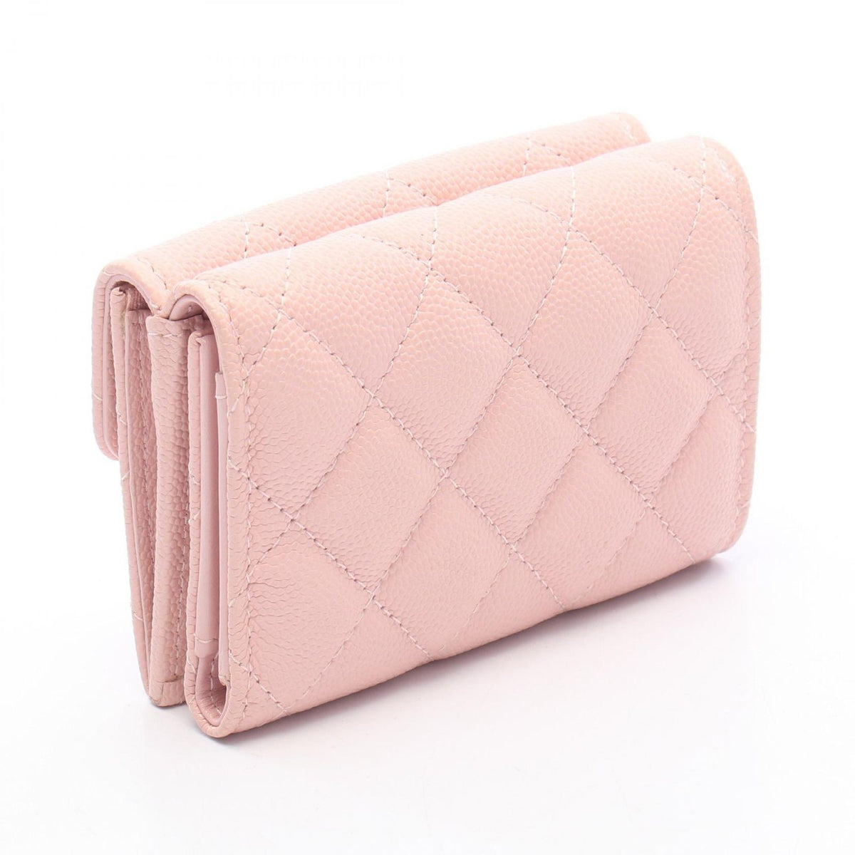 Chanel Trifold Wallet Classic Small Flap Quilted Light Pink Caviar Leather — view 2