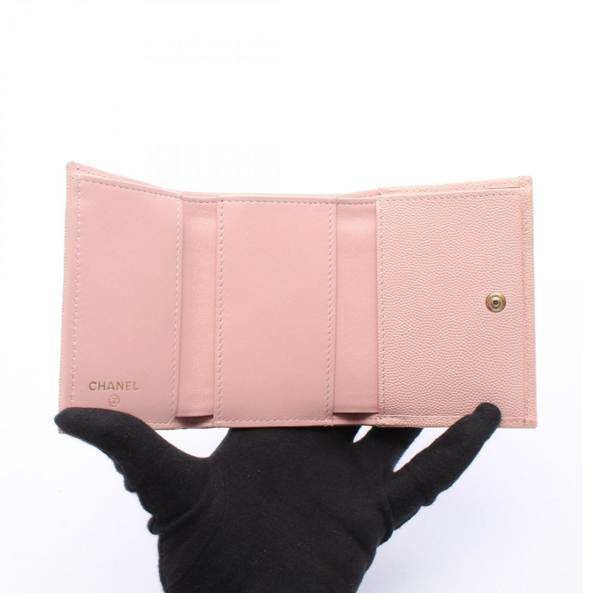 Chanel Trifold Wallet Classic Small Flap Quilted Light Pink Caviar Leather — view 3