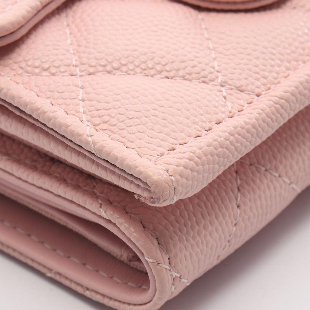 Chanel Trifold Wallet Classic Small Flap Quilted Light Pink Caviar Leather — view 8