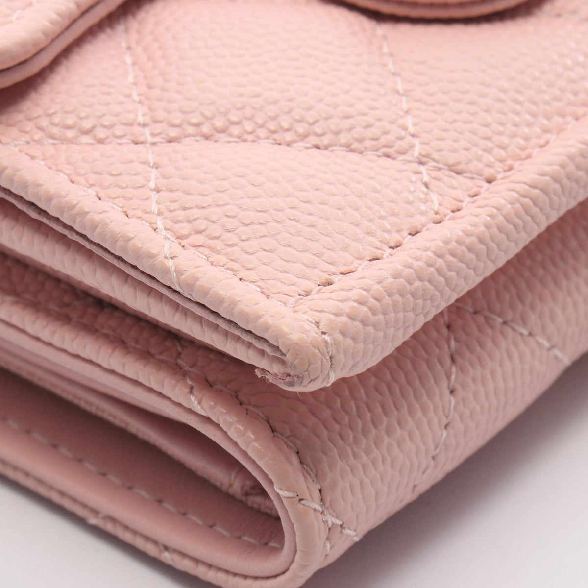 Chanel Trifold Wallet Classic Small Flap Quilted Light Pink Caviar Leather — view 8