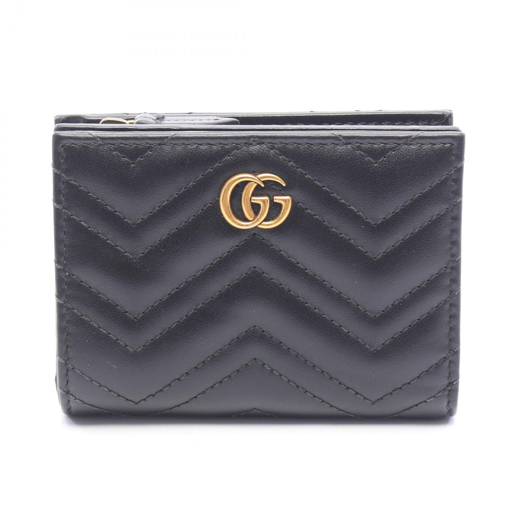 Gucci Bifold Wallet GG Marmont Black Leather Double