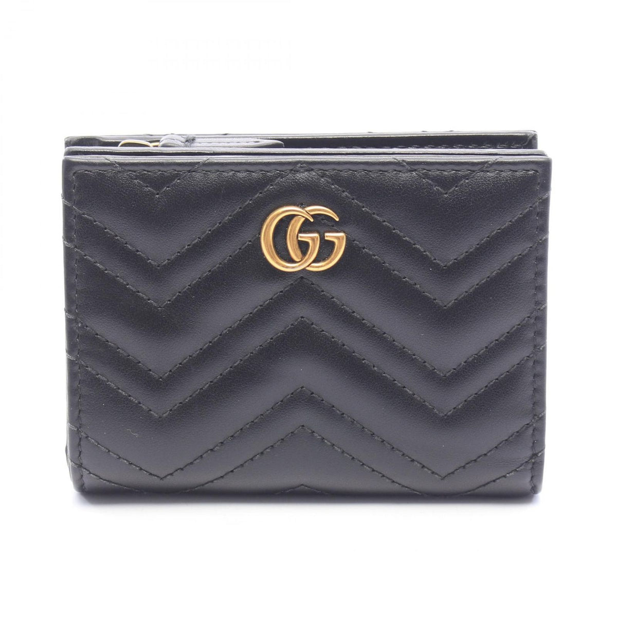 Gucci Bifold Wallet GG Marmont Black Leather Double