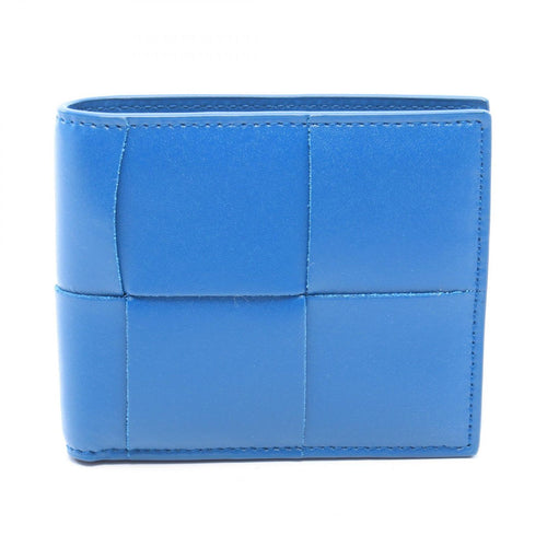 Bottega Veneta Billfold Cassette Blue Leather Maxi Intrecciato Bifold Wallet
