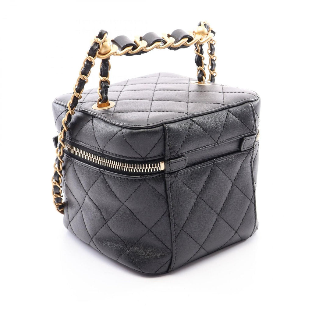 Chanel Shoulder Bag Quilted Vanity 2-Way Black Lambskin Small Chain — view 2