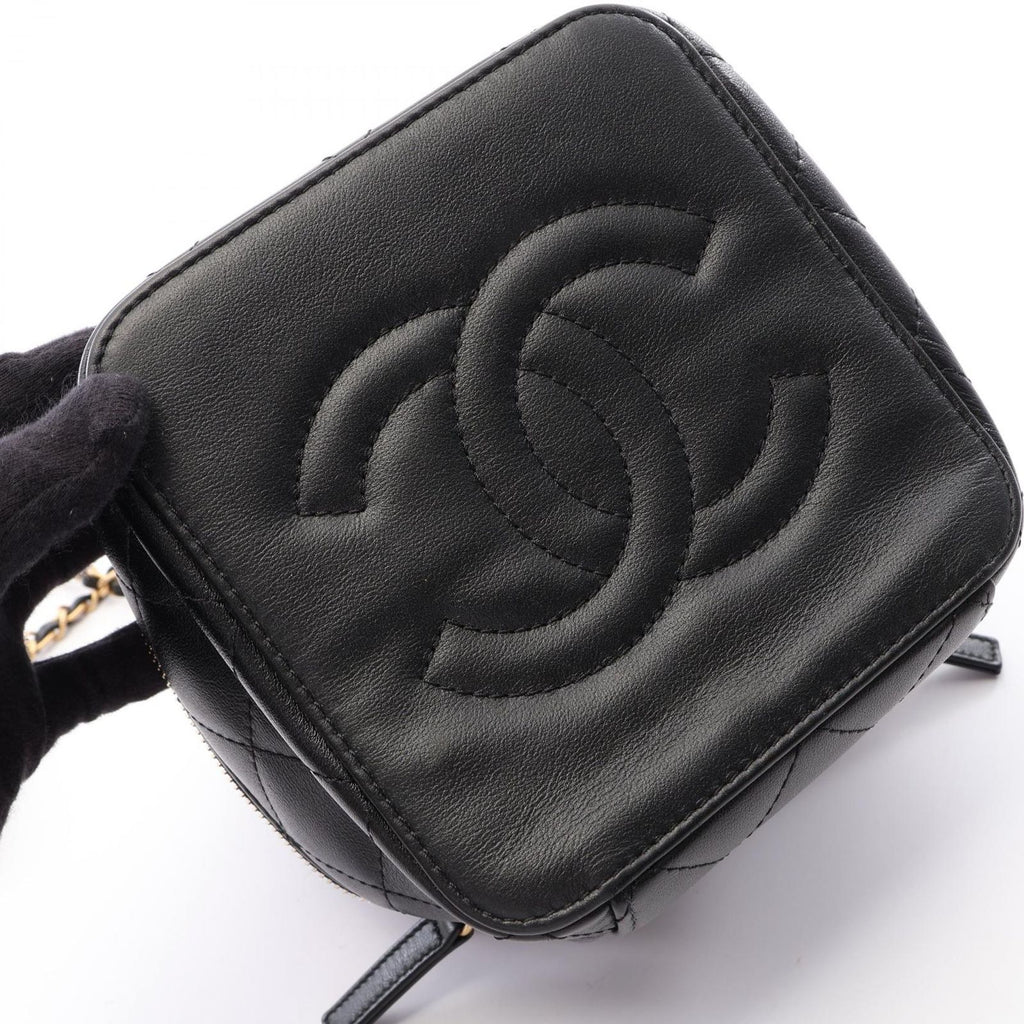 Chanel Shoulder Bag Quilted Vanity 2-Way Black Lambskin Small Chain — view 6