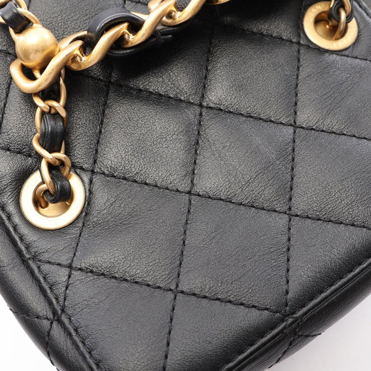 Chanel Shoulder Bag Quilted Vanity 2-Way Black Lambskin Small Chain — view 7