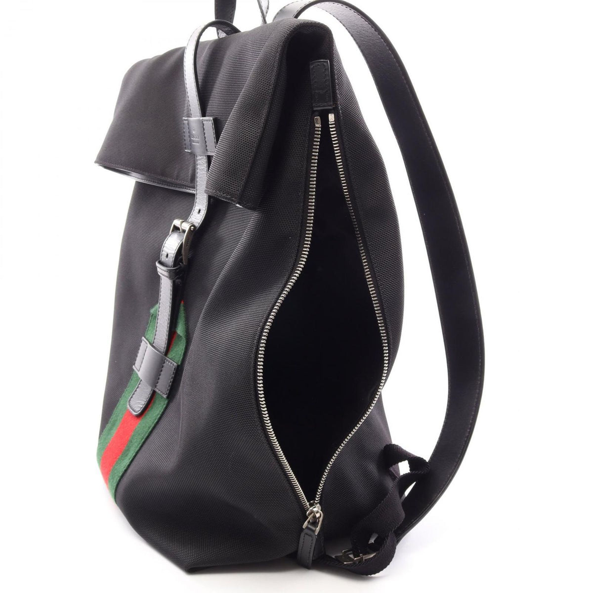Gucci Backpack Sherry Line Black Green Red Leather — view 5