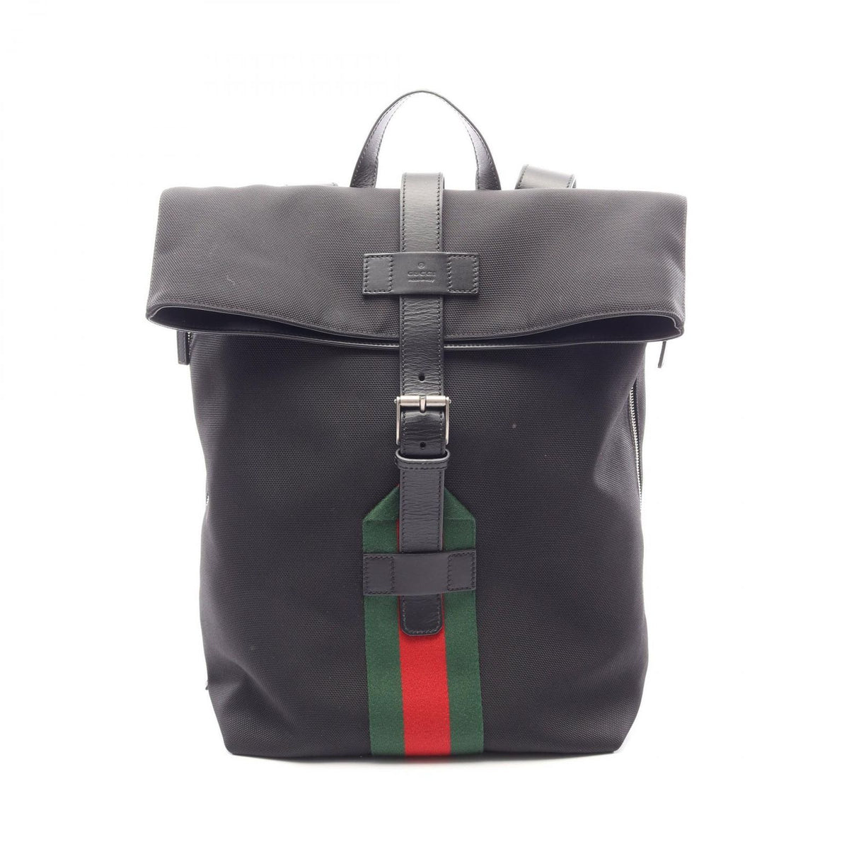 Gucci Backpack Sherry Line Black Green Red Leather
