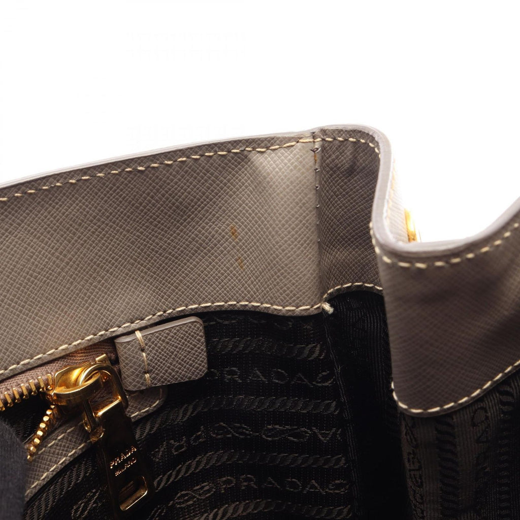 Prada Tote Saffiano Lux Galleria Greige Leather Triangle Logo 2-Way — view 7