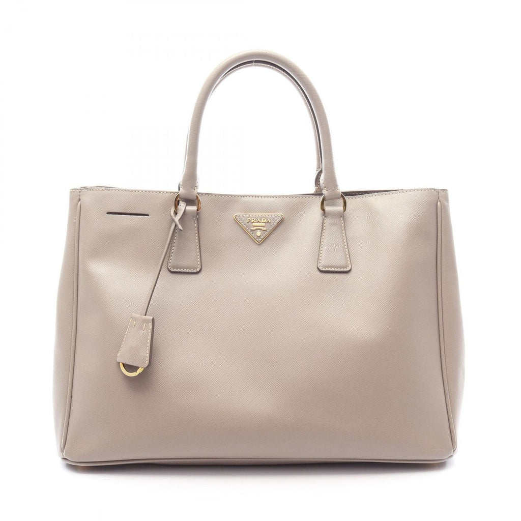 Prada Tote Saffiano Lux Galleria Greige Leather Triangle Logo 2-Way