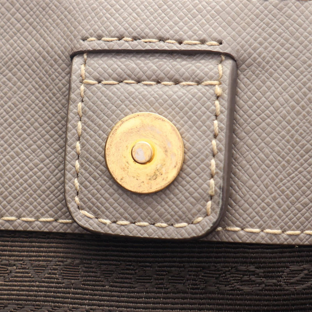 Prada Tote Saffiano Lux Galleria Greige Leather Triangle Logo 2-Way — view 6