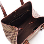 Celine Tote Macadam Croco Embossed Dark Brown Beige Canvas Leather — view 3