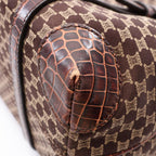 Celine Tote Macadam Croco Embossed Dark Brown Beige Canvas Leather — view 7
