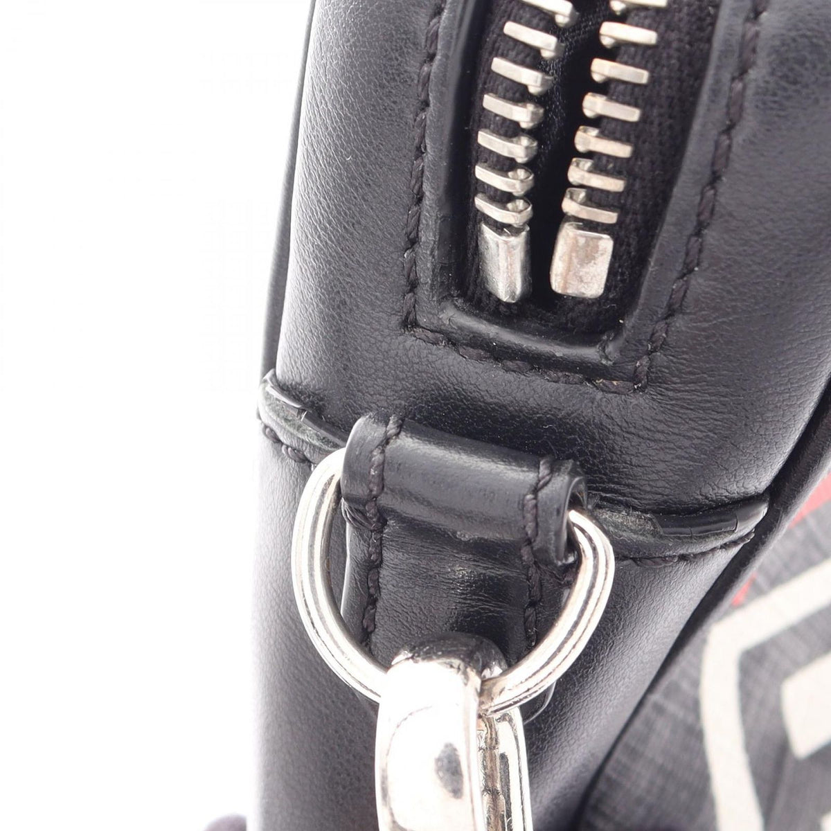 Fendi Shoulder Bag Black Gray Leather Square — view 5